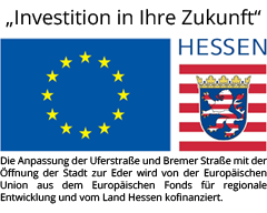 Logo Städtebauförderung, Europäischer Fonds für Entwicklung Land Hessen
