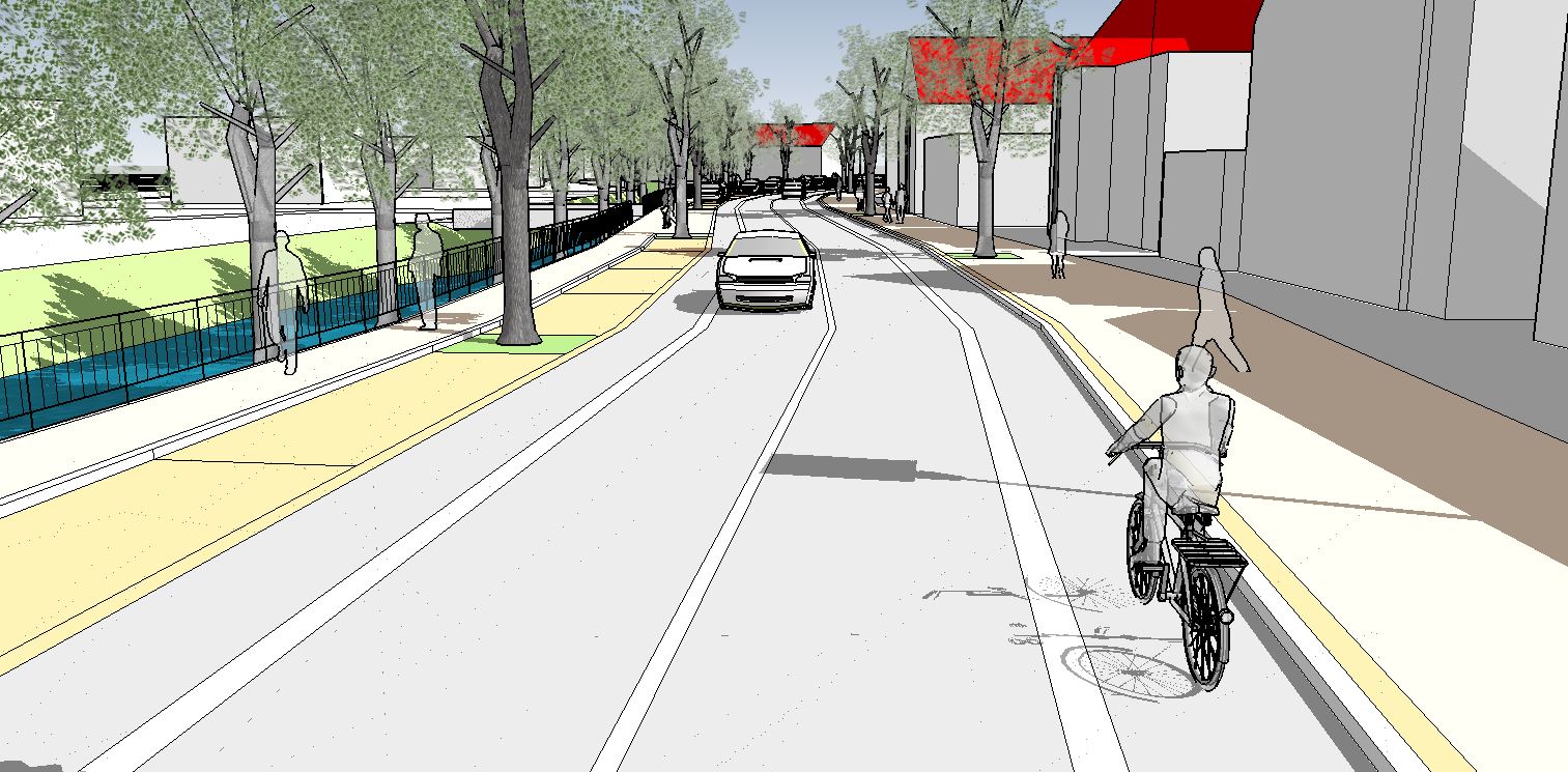 Illustration Bottendorfer Straße mit Radweg R6 nach der Modernisierung